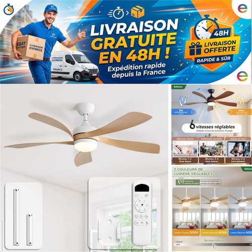 Ventilateur plafond 132 cm - plafond,