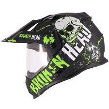 Casque Enduro Casser Le Crâne Avec Visière Green (Taille S & M)