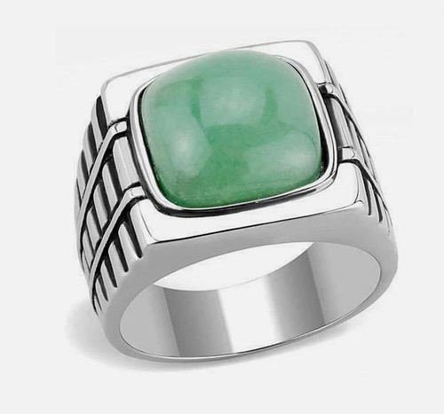 Bague chevalière agate - , verte
