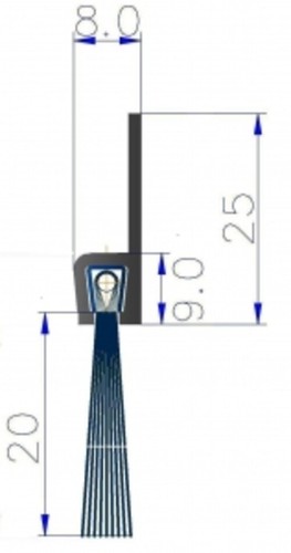 Brosse strip 20 - 20, mm