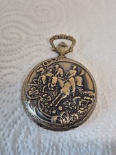 Montre Gousset Veda Mécanique Gravure Équestre Vintage 1931 Métal Doré