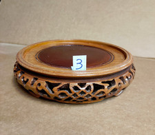 1 socle / stand rond en bois chinois Ø 18 cm utile , poterie , émau cloisonné