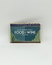 Disney Epcot Food & Wine Festival 20 Years  Rectangular Lanyard Trading Pin