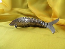 ancien poisson articulé argent non poinconné travail artisanal epok 1950 14.5cm