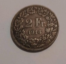 Très  Belle  Pièce de  2  Fr   1914 B    Helvetia