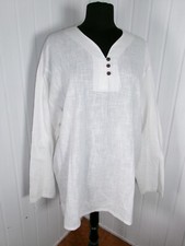 Robe chemise tunique 100% coton blanc leger BLANC DU NIL XXL 44/46 Manche longue