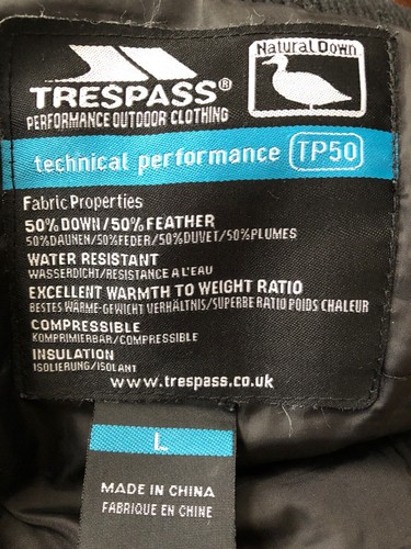 Mens trespass down - down, jacket