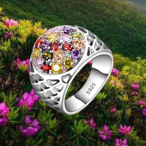 Bague multi couleurs zircone - bague, multi-couleurs
