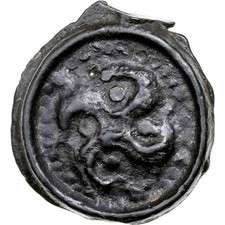 [#657366] Suessiones, Potin au swastika, 1st century BC, Potin, AU, Delestrée:21