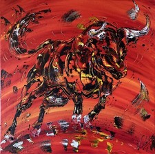 TABLEAU Taureau 80 x 80 cm -