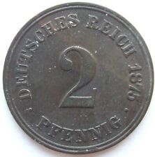 Pièce Allemande Empire Allemand 2 Pfennig 1875 J En Extrêmement Fine