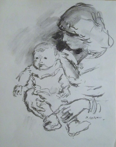 Pierre cornu dessin fusain - cornu,