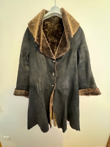 Manteau peau lainee armani - peau,