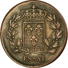 [#485993] Coin, France, Louis XVIII, 5 Centimes, 1821, Essai - Hybride, AU, Bro,