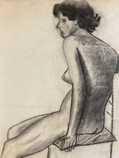 Grand Dessin Fusain Sur Papier