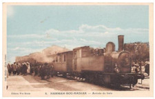 CPA ALGERIE HAMMAM BOU HADJAR ARRIVEE DU TRAIN 