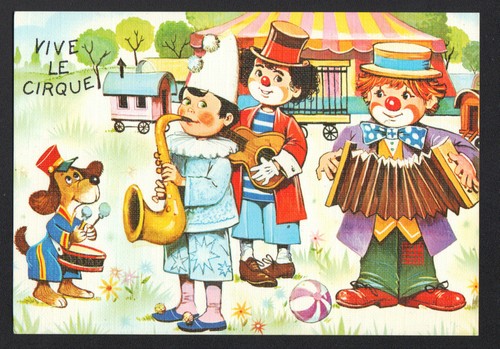 Clown accordeonniste chien - clown, &