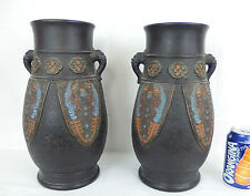 paire de vases japonais anciens en terre cuite / antique japanese ware vases