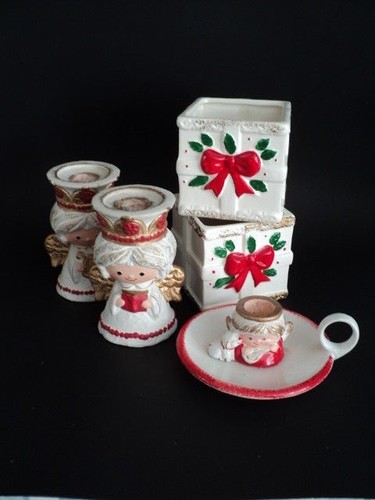 Vtg angel candle holders - angel,