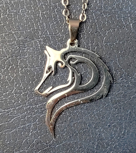Collier tête loup en - collier,