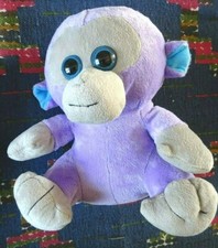 JB3 / DOUDOU PELUCHE SINGE VIOLET GRIS BLEU NICKY TOY 25 CM ASSIS KOM 9