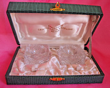 2 SALERONS cristallerie de Lorraine + 2 cuillères  cristal + 2 en argent massif