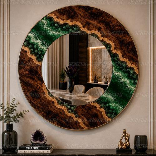 Miroir mural rond fait main