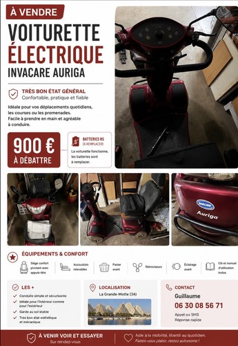 Fauteuil roulant électrique - fauteuil,