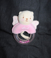 Doudou Hochet Chat Rose  CHICCO Ange Ailes Grelot Activité  Vintage  TTBE