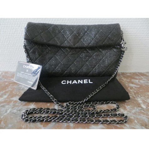 Sac pochette chanel cuir noir - cuir,