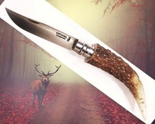 * UNIQUE COUTEAU PLIANT RÉGIONAL * CARBONE * VÉRITABLE BOIS DE CERF * FRANCE *