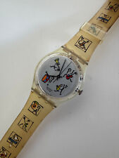 2001 Funky Music Theme Swatch Watch - Saxophone, Trumpet, Guitar - New Battery