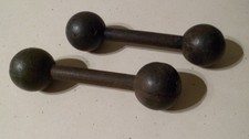 Lot de 2 anciennes haltères en fonte de 18cm et 1 Kg chacune - vintage