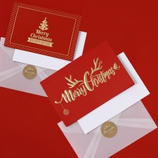 2x Cartes de voeux Noël en feuille en relief Cartes de voeux de Noël