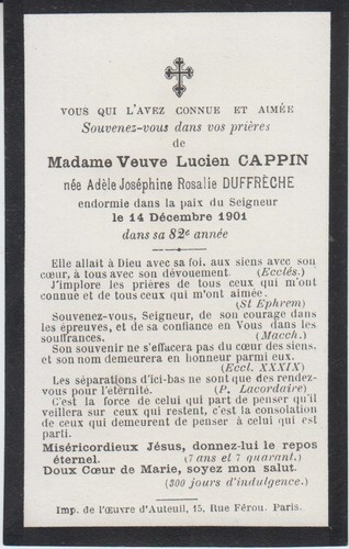 1901 memento mme cappin - mme,