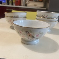 6 petits bols porcelaine de limoges motif oiseau vintage 