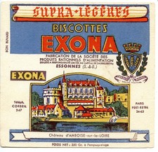 BUVARD PUBLICITAIRE BISCOTTES EXONA / CHATEAU D'AMBOISE SUR LA LOIRE