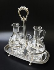 Huilier vinaigrier en argent massif 925 MO Zaramella Cristal Mario Cioni Italie