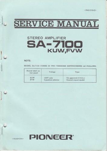 Manuel service pour pioneer - manuel,