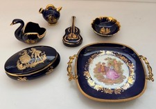 Lot 7 Pcs Limoges Cobalt Blue