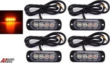 4x Ambre 4 LED Voiture Camion Urgence Phare Feux Danger Flash Strobe Barre Signe