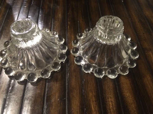 Pair vintage glass hob - of,