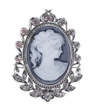 Broche bijou camée femme bleu