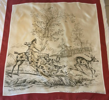 SUPERBE CARRE EN SOIE SCENE DE CHASSE A COURRE. D'APRES LITHO DE CARLE VERNET
