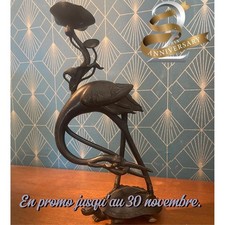 BRONZE ancien XIXème,  GRUE SUR TORTUE MINOGAME,  chine japon XIXe