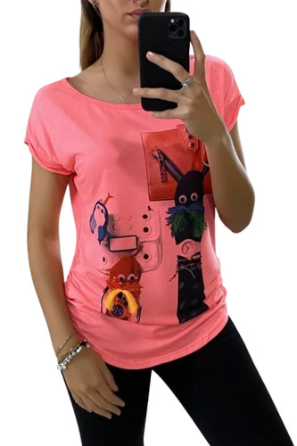 Tee shirt fushia - fushia, femme