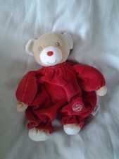 Doudou Peluche Bestever Ours Beige Combinaison Rouge