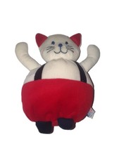 Doudou chat blanc rouge bleu