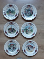 6 ASSIETTES A DESSERT SARREGUEMINES OBERNAI TOUTES DIFFERENTES