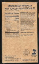 PORT OFFERT Rare Ration combat USA MRE CASHER Boeuf fumé Nouilles legum Emb 2024